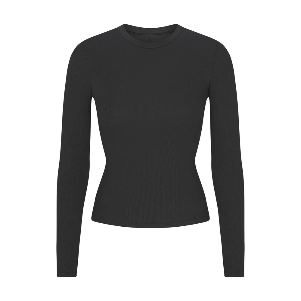 SKIMS Cotton Rib Long Sleeve T-Shirt - Soot